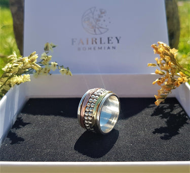 bohemian style spinner ring handmade solid sterling 925 silver